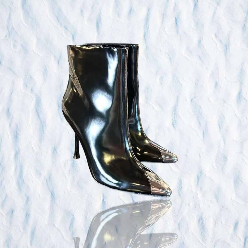 NWT INC International Concepts ‘Rohese’ Black Patent Heeled Ankle Boots Size 6.5